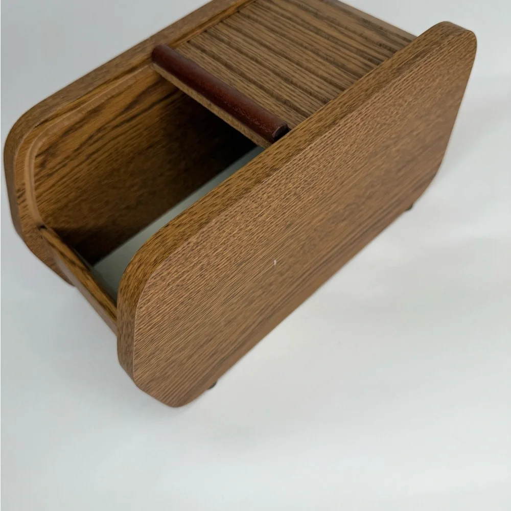 Vintage Wooden Floppy Disk/Recipe Holder with Sliding Lid
